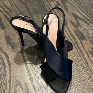 Gorgeous Blue/Black Kate Spade Satin evening sling back
